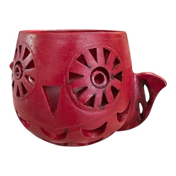 Charming Vtg. Terracotta Red Owl Tea Light Candle Holder – Handcrafted in Nepal - Picture 4 of 10